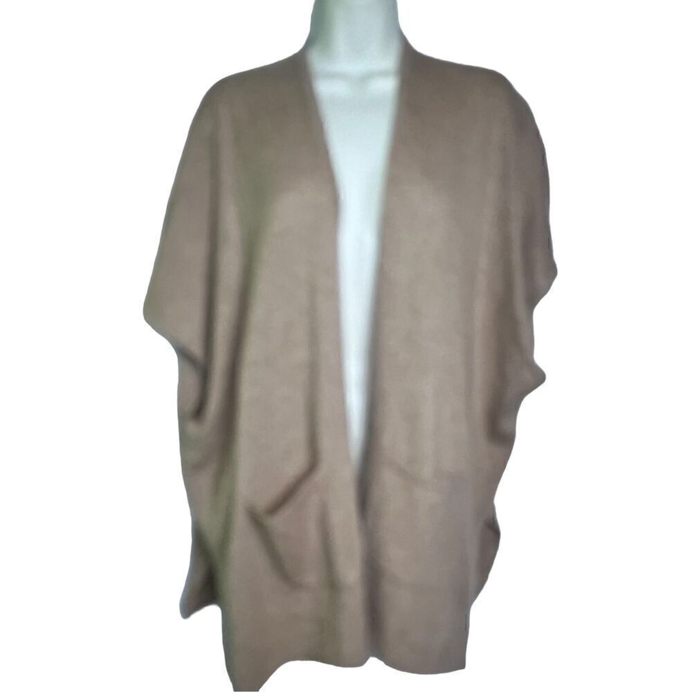 Phenix 100% Cashmere Jersey Cape Cardigan Sweater in Camel NWT OSFA
